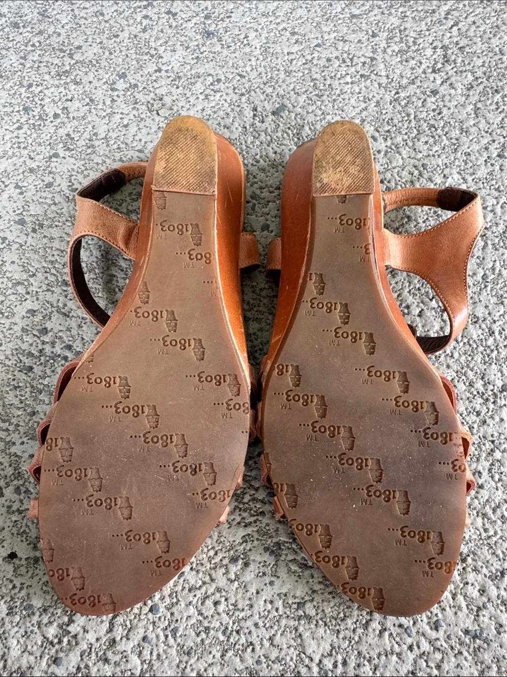 1803 OrthoSoft tan leather strappy peep toe wedge sandals size 38
